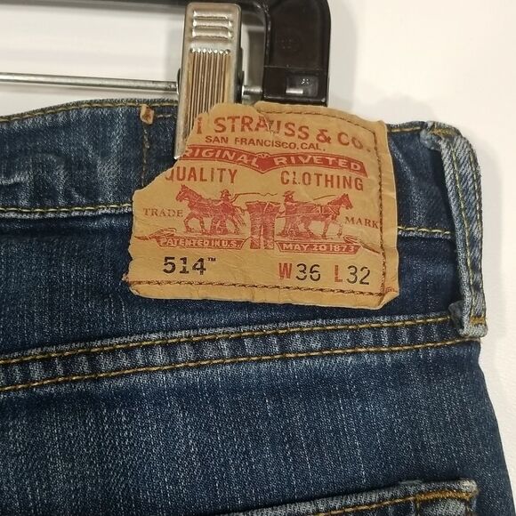 Levi’s 514 Jeans Men's Size 36/32 Slim Straight Leg 5 Pocket Denim Blue - Picture 5 of 9